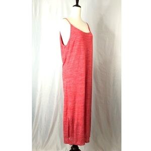 Three Dots burnout jersey knit dress scoop neck low back coral pink L